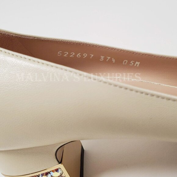 GUCCI SHOES MADELYN PUMPS CRYSTAL G BUCKLE LEATHER sz IT 37.5 US 7.5 - Picture 12 of 12